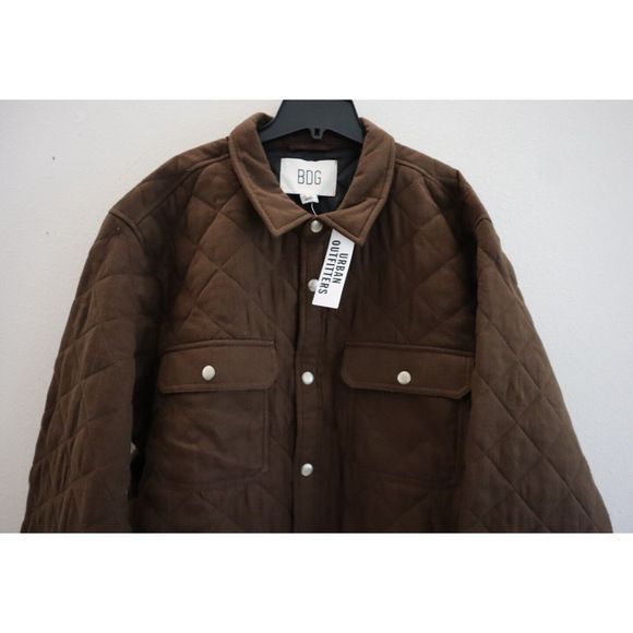 BDG Urban Outfitters OB1340933 Men's Sz XL Brown Quilted Lined Shirt Jacket - Picture 3 of 16
